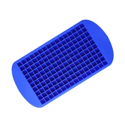 Compact Silicone Ice Cube Tray with 160 Mini Square Molds (Blue)