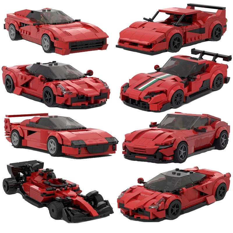Moc Technical Car Ferraried Speed Champions F40 Stallone Enzo Sf90 Pista Monza Daytona Sp3 Supercar Set Building Blocks Toys