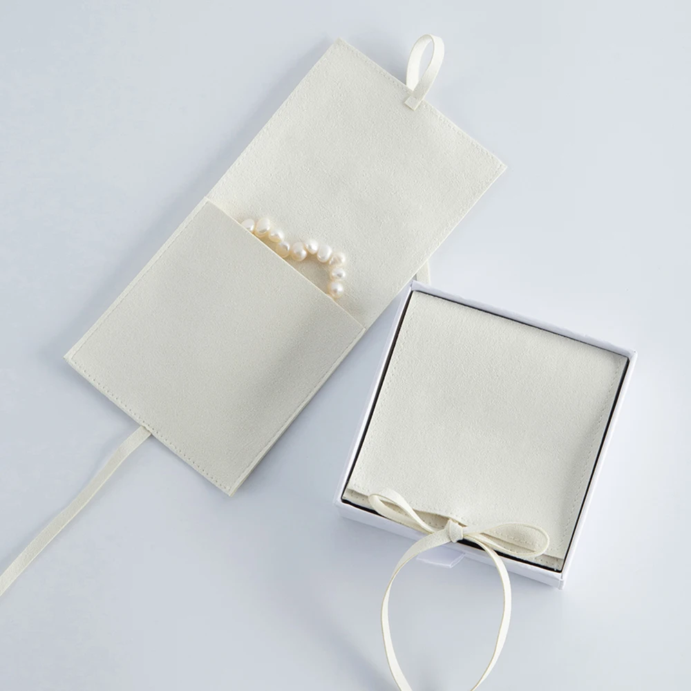 Jewelry Gift Bags Beige Microfiber Packaging Pouch for Rings Earrings Cosmetic Tarot Card Organizer Wedding Favors Bulk Business