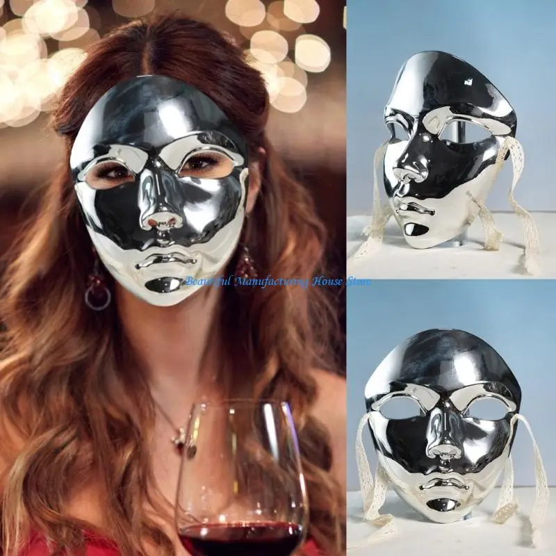 E56A Metallic Color Halloween Maske Vollgesichtsmaske Maskerade -Maske für Frauen Männer – Detail 8
