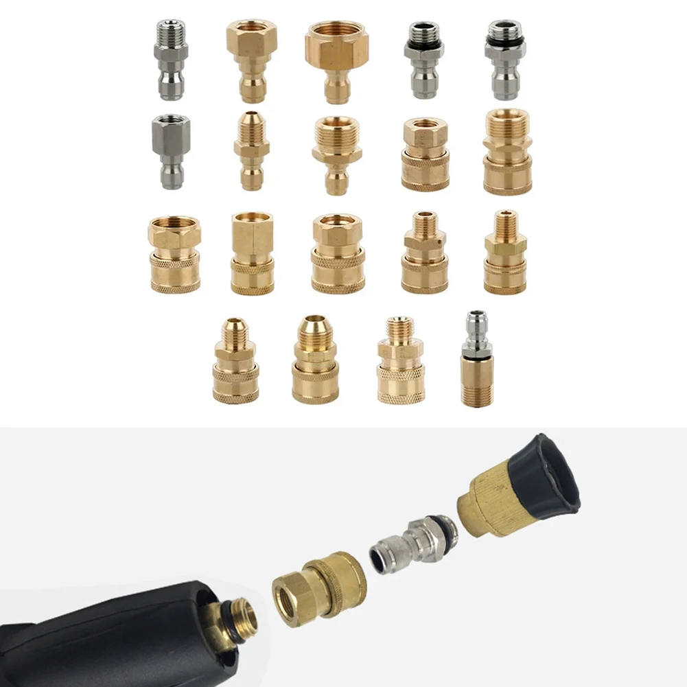 

Быстроразъемные соединители высокого давления для автомойки, 19 типов, 1 шт., переходные соединения для водяного пистолета, Садовые принадлежности для полива