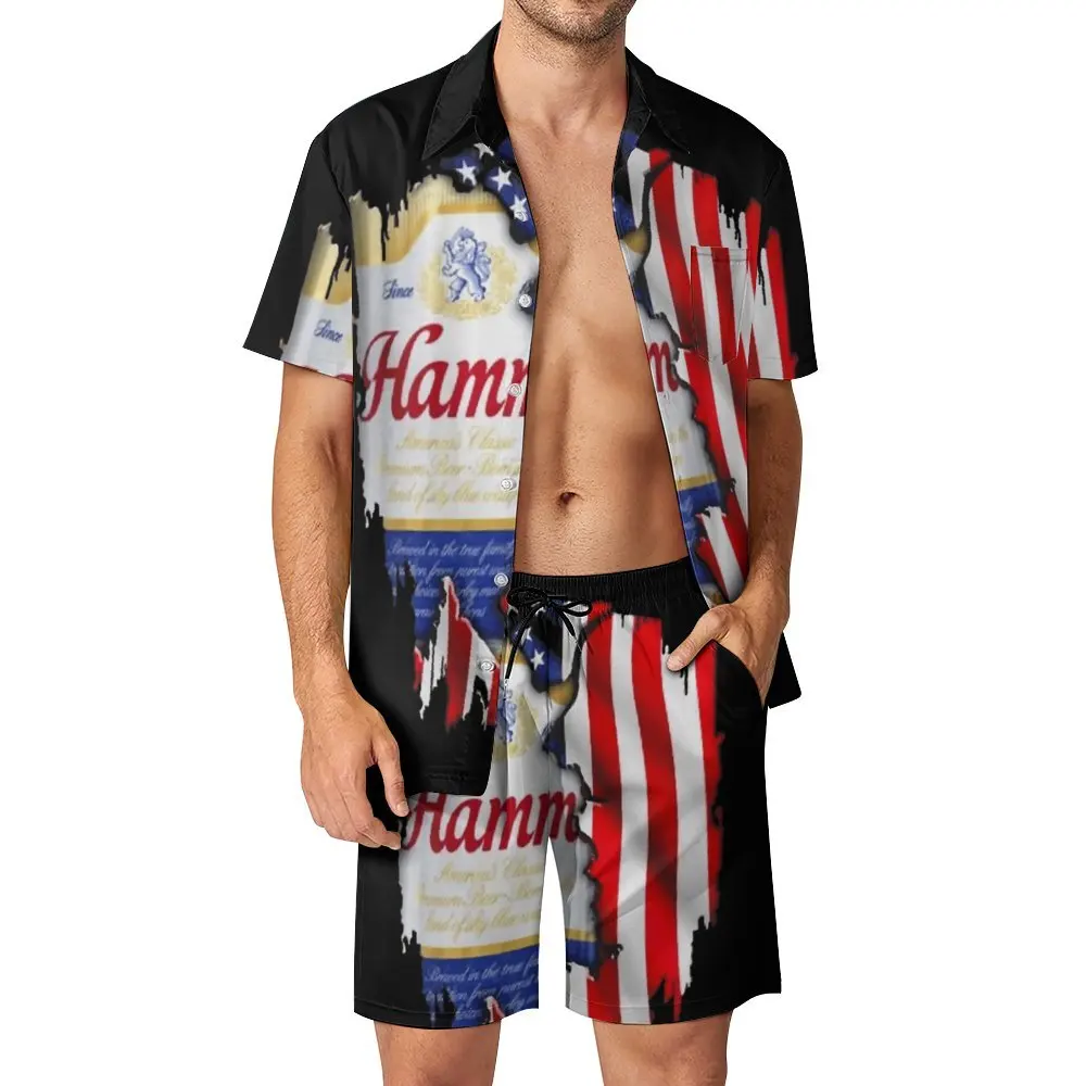 

Мужской пляжный костюм, хаммы, американский флаг, пиво, 4 июля, 2 шт., координаты, высокое качество, креативный пляжный костюм