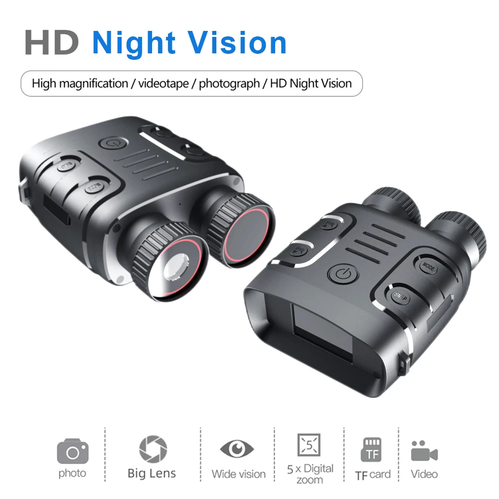 Hunting Night Vision Binoculars 2.4" Lcd Screen Infrared 960p Hd 5x Digital Zoom Telescope