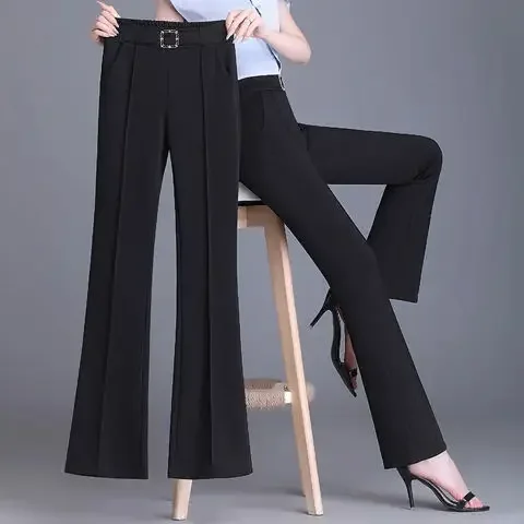 

2023 Pants Women Fashion Trousers Solid Elasticity Leggings Wide Leg High Waisted pantalon femme Z32