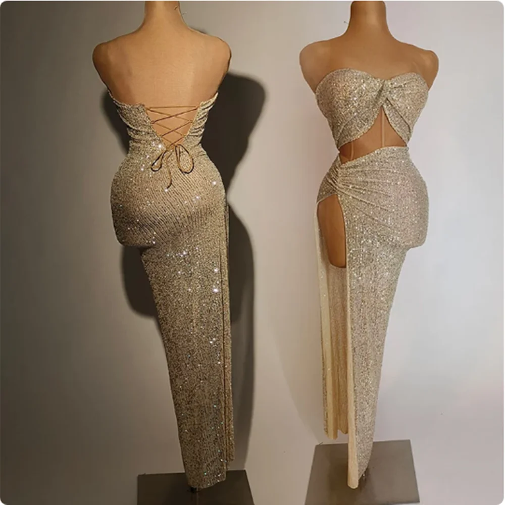 

Sexy Hollow Out Sequins Dress Host Singer Stage Costume Women Birthday Party Evening Dresses Nightclub Rave Clothing