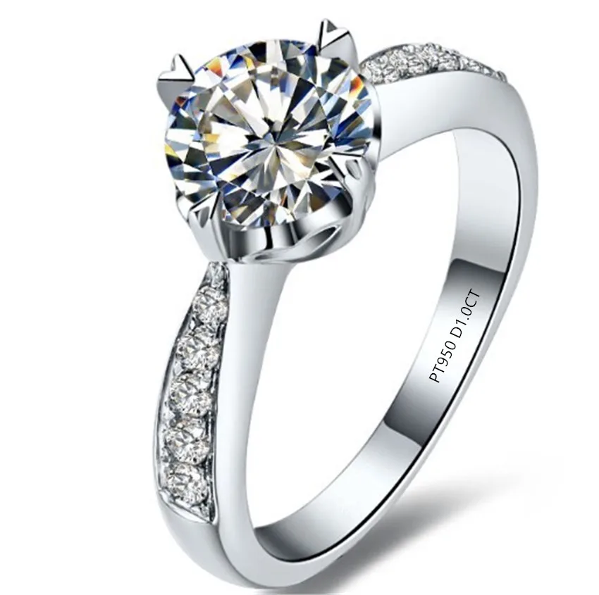 Anillo Redondo De Moissanita Chapado En Oro Blanco Y Plata De Ley