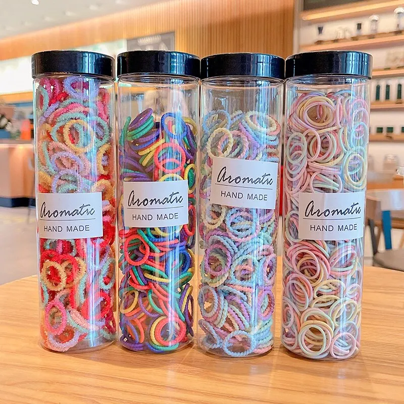 300 Stück süße Mädchen süße Farben klassische elastische Haar bänder Kinder weiche Haar gummis Gummibänder Kinder Haarschmuck – Detail 1