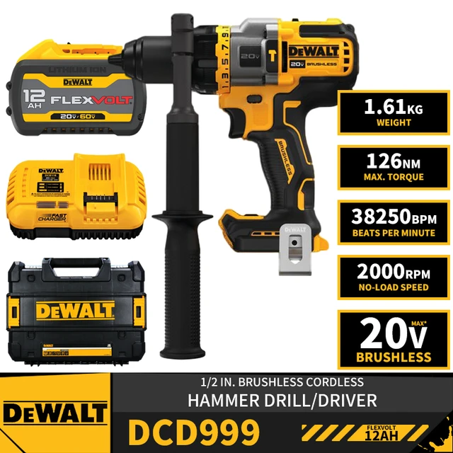 DEWALT-martillo inalámbrico DCD999, de impacto sin escobillas, 20V, 38250BPM 126NM, con cargador de batería AliExpress