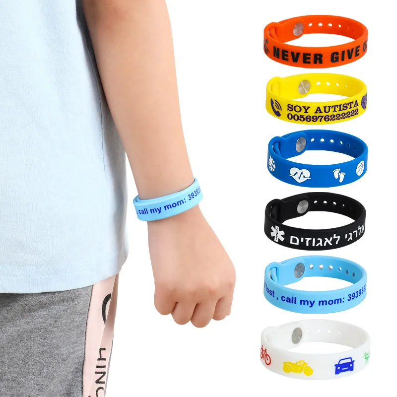 Back Buckle Style Custom Bracelets Engraved ID SOS Customizable Wristband Armband Sports Personalized DIY Bands 1PCS
