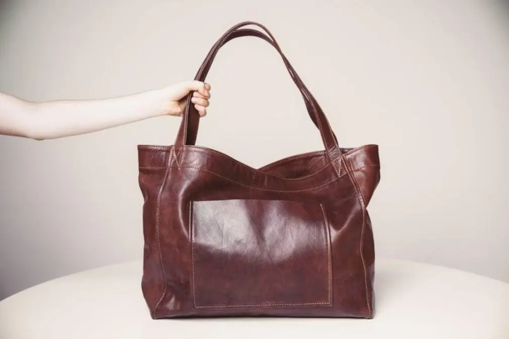 

Women's Large Soft Leather Tote Bag With Pocket