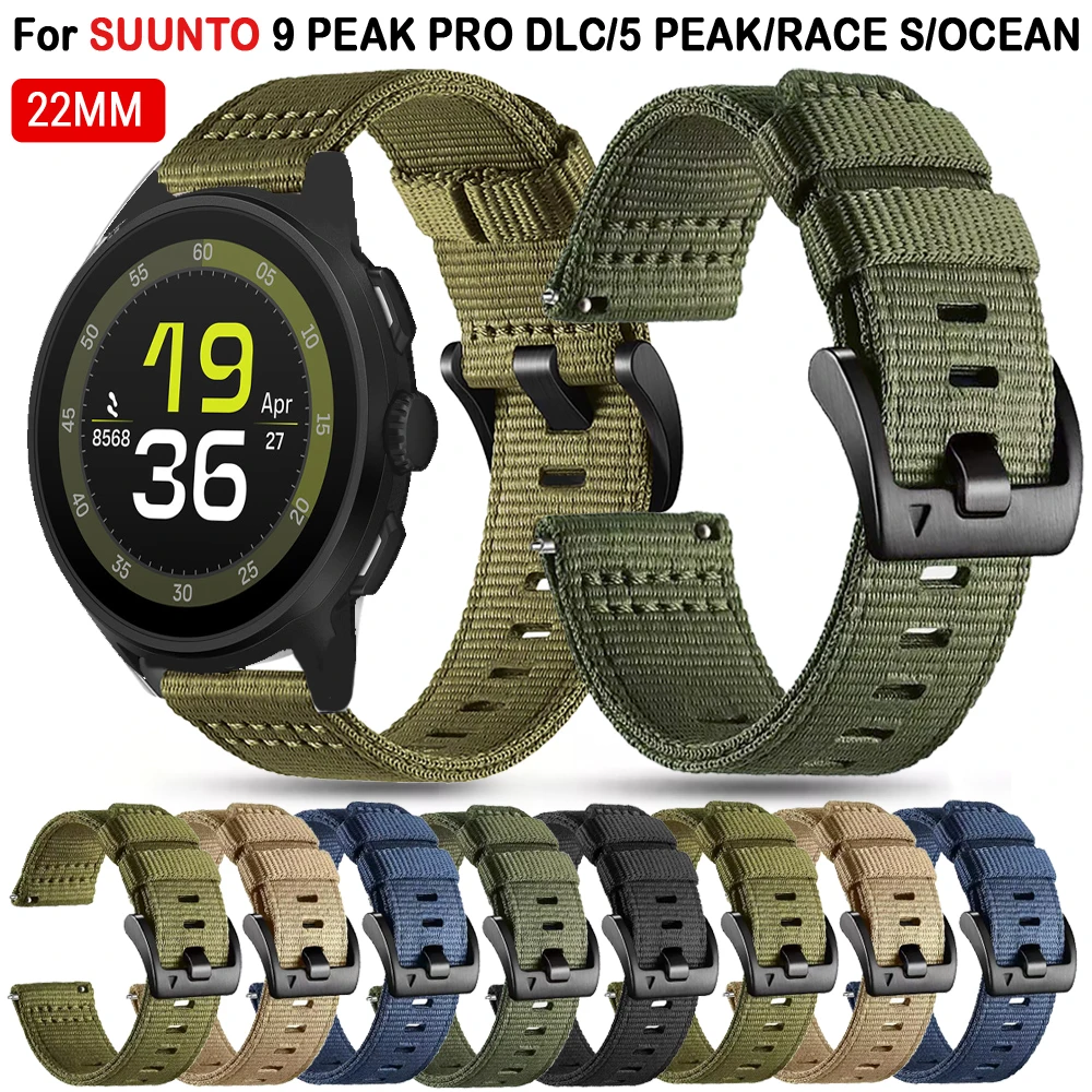 Cinturino In Nylon 22mm Per Suunto 9 Peak/Pro, 5 Peak, Race, Race S, Vertical – Comodo E Regolabile Per Uomo E Donna