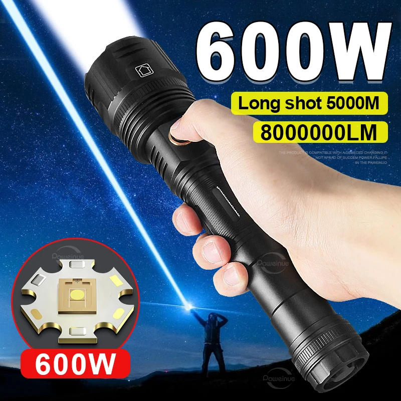 60W High Power Led Flashlight With Usb Charging Zoom 1500M Torch Lantern Ultra Powerful