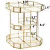 360 Degree Rotating Glass Makeup Organizer Large Cosmetic Storage Display Holder with Adjustable Compartments and Elegant Gold 3