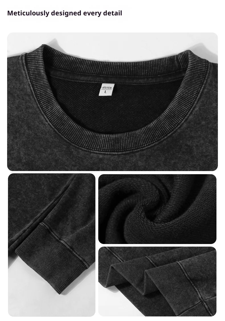 2024 Winter männer Schneeflocke Muster Sportswear Hosen Set Warme Retro Lose Rundhals Sportswear Casual Zwei Stück Set – Detail 15