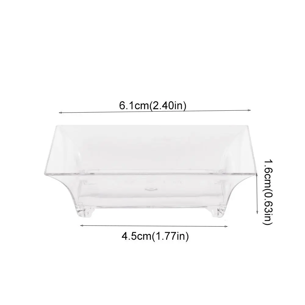 50pcs 다목적 미니 사각형 디저트 트레이 투명 플라스틱 전채 접시 일회용 조미료 접시 스시