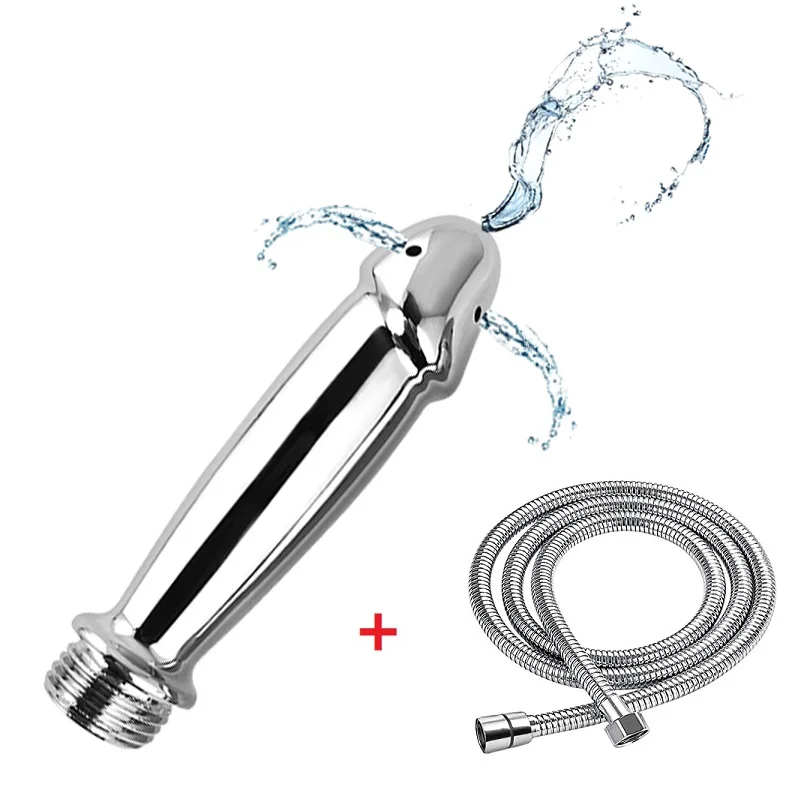 Anal Shower Head Gay Metal Steel Douche Enema Syringe Beads Anal