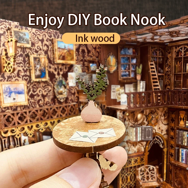 Kit Fai Da Te Book Nook Magic Night Alley – Angolo Libro In Miniatura Con Luci LED – Puzzle 3D Legno Per Decorazione Casa