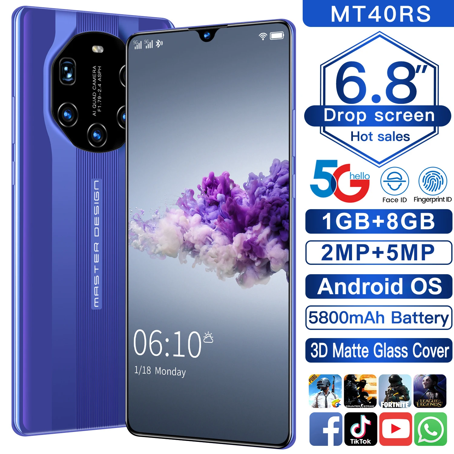 Weiimi MT40RS Android 6.0 телефон с диагональю 6 8 дюйма FHD + Тройная камера 5 Мп 1 ГБ ОЗУ Гб ПЗУ