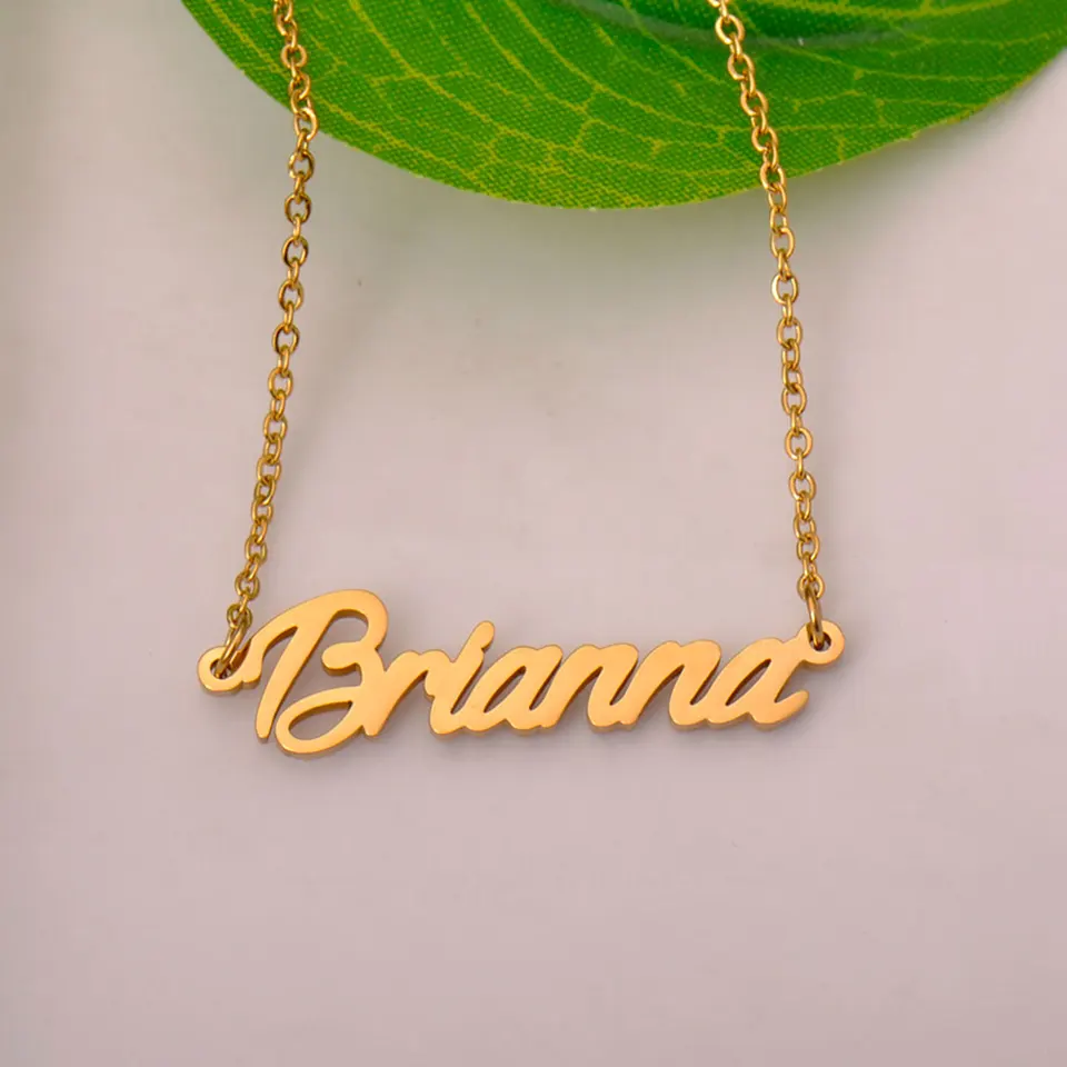 Brianna Gold Plated Stainless Steel Name Necklace for Women