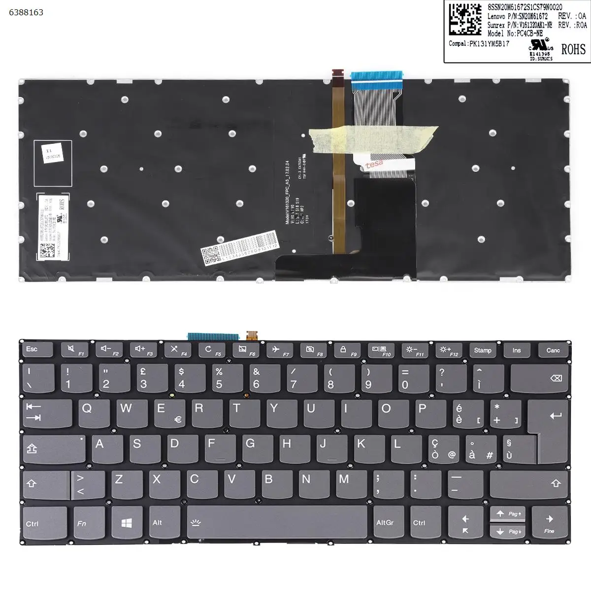 

Клавиатура IT для ноутбука Lenovo IdeaPad 330-14IKB, серая с подсветкой