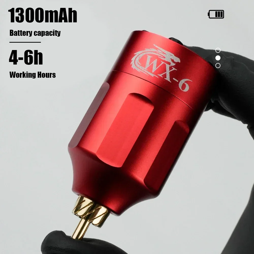 RCA/DC Interface Wireless Tattoo Power Supply Fast Charging 1300mAh WX-6 Portable Mini Battery Tattoo Pen Machine