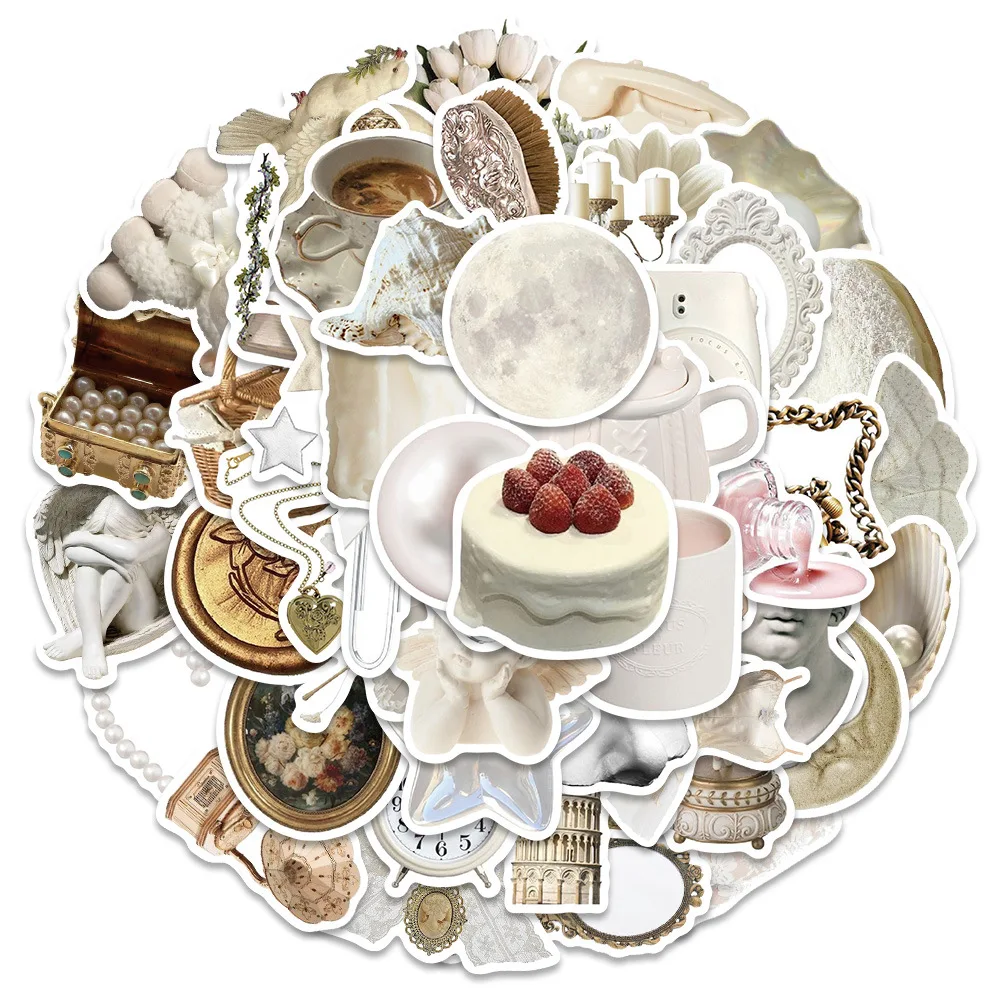 

10/30/50pcs Ins Style Simple White Stickers Cute Decoration Cartoon Decals DIY Phone Scrapbook Luggage Laptop Guitar DIY Kid Toy