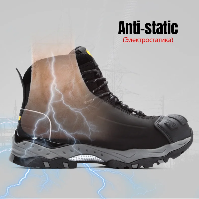 Safety Shoes Safety Boots Anti-static Waterproof Steel Toe Genuine Leather Punctureproof Construction