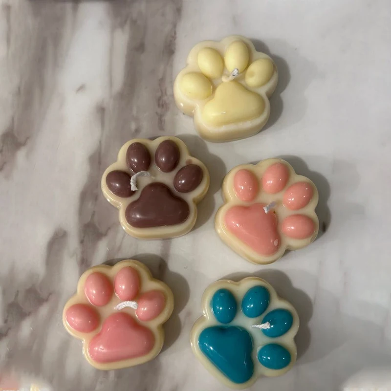 For Candle Making DIY Paraffin Resin Clay Gypsum Mould Cat Paw Mold Resin Handcraft Soap Mold