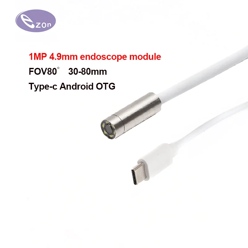 

1MP endoscope FOV80゜ Type-c interface Android mobile phone lens diameter 4.9mm industrial pipeline inspection EZ-EN49S-typec