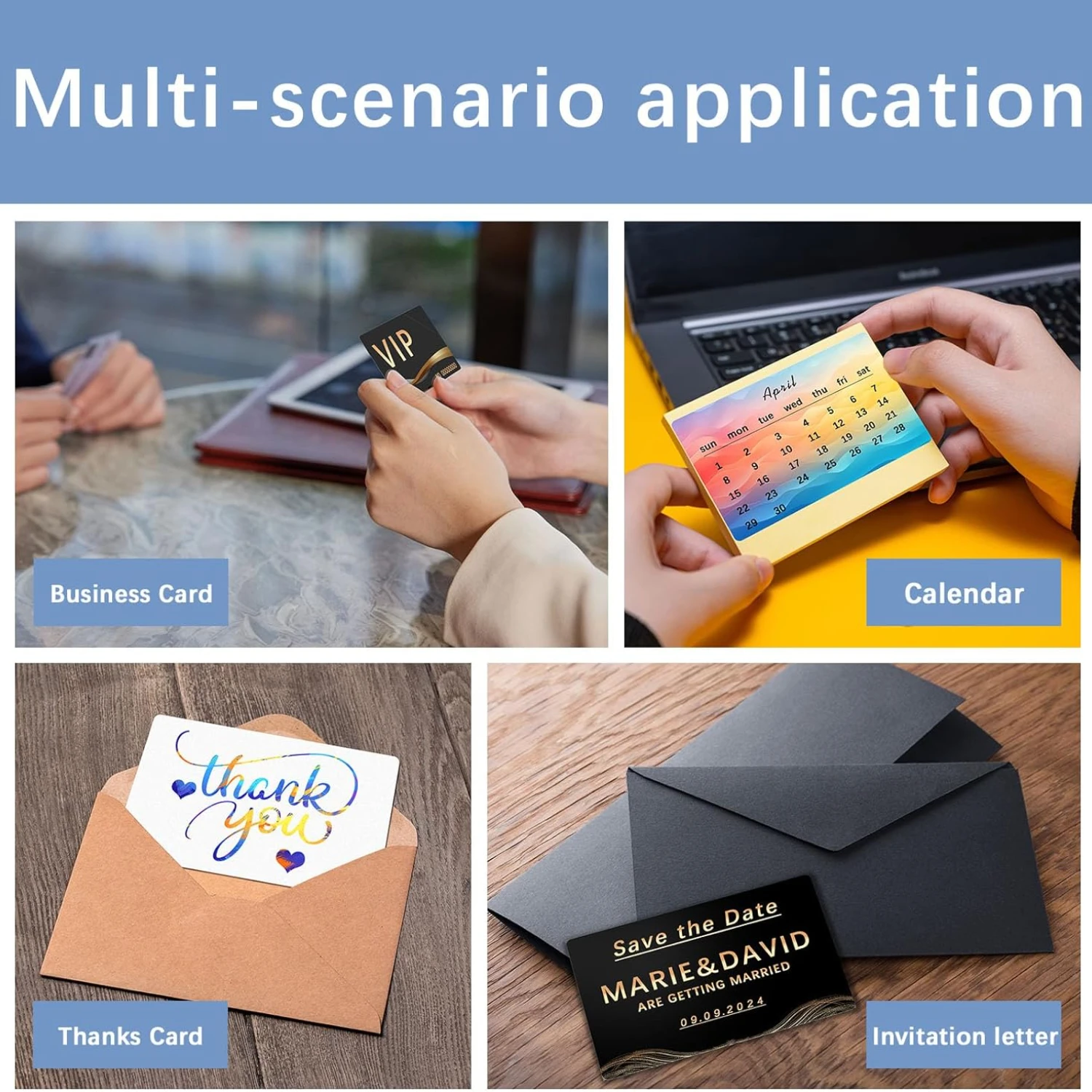 Double-Sided Aluminum Sublimation Business Card Blanks-Heat Press Transfer 50pcs/100pcs White Desk Accessories 3.4 x 2.1Inches business cards