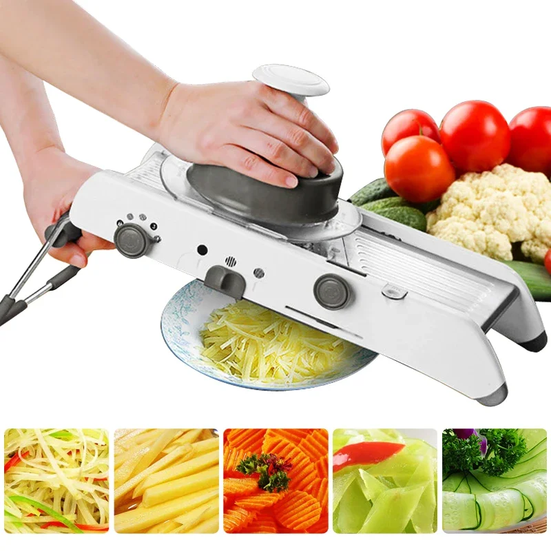 Mandolina-cortador de verduras Manual, rallador profesional con cuchillas  ajustables de acero inoxidable 304, herramienta de cocina - AliExpress