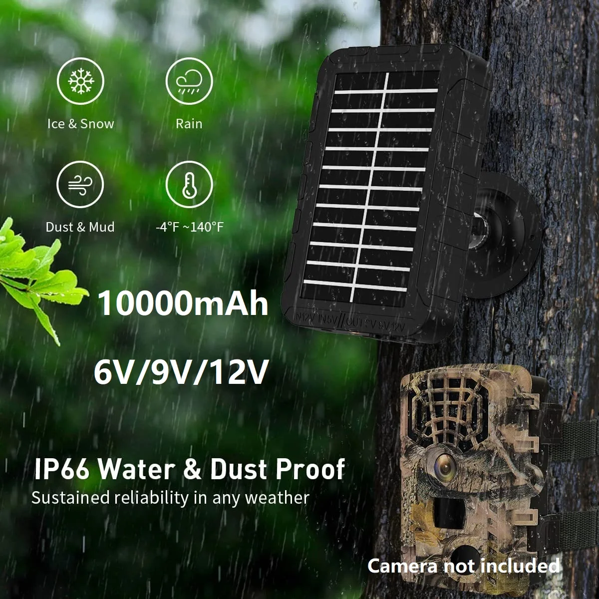 Trail Camera Solar Panel 5000mAh Rechargeable Solar Battery Charger Kit