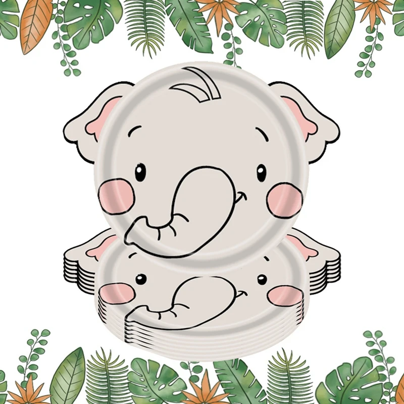 A30R-Jungle Animal Theme Paper Plate Animal Disposable Plates Cutlery Set For Wild Theme Baby Baptism
