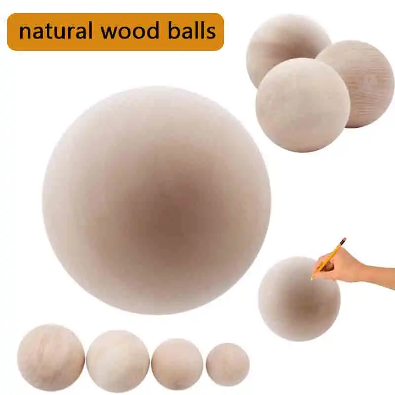 Wood Craft Balls - Unfinished Natural Wooden Ball 3,14 in (80 mm) Set 3 pcs  - Natural Round Wood Ball Decorative Wood Crafting Balls for Crafts and