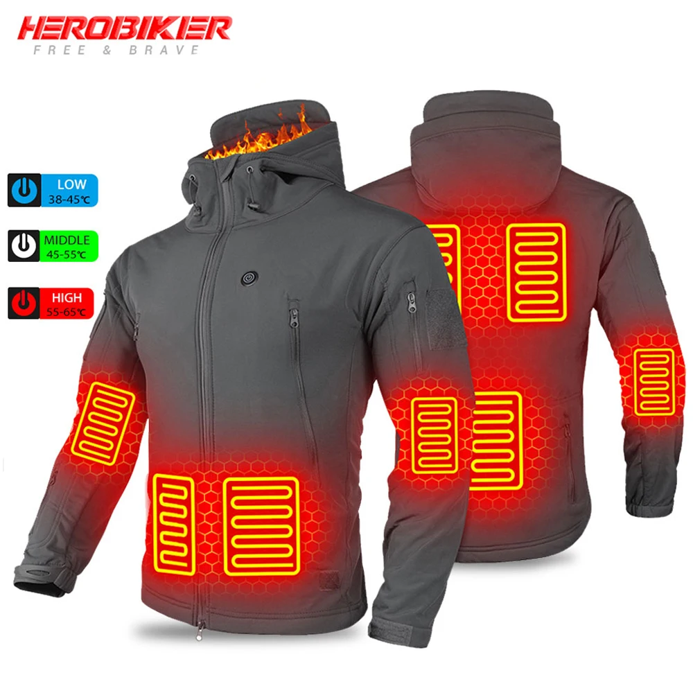 Heated Jacket Winter Heating Motorcycle Jacket USB Electric Heating Jackets Hooded Camping Keep Warm Motorcycle Heated Clothes