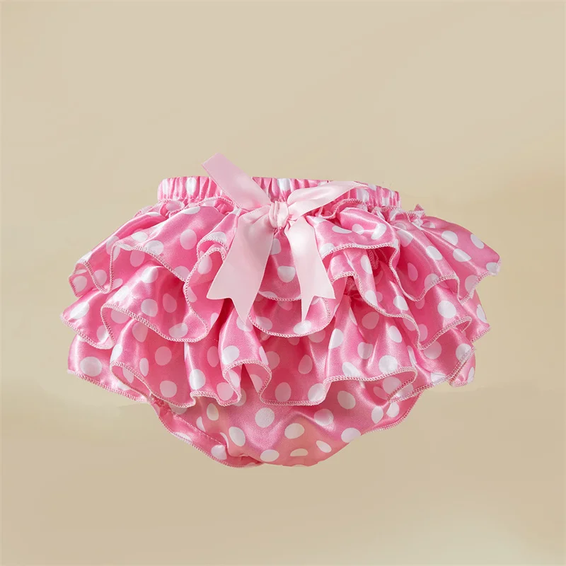 Baby Cotton Panties Toddler Ruffle Print Girl's Underwear Pink Round Dot Briefs Cotton Fabric Bow Diaper baby cotton panties