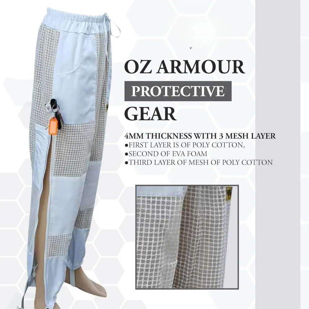 Protective Clothing Beekeeping Pant Ventilated Three Layer Mesh with Leg High Zippers & Pockets Beekeeping Supplies