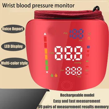 New Wrist Blood Pressure Monitor Digital Voice Heart Rate Blood Pressure Monitor  LED Digital Screen Rechargeable Home Medical 1