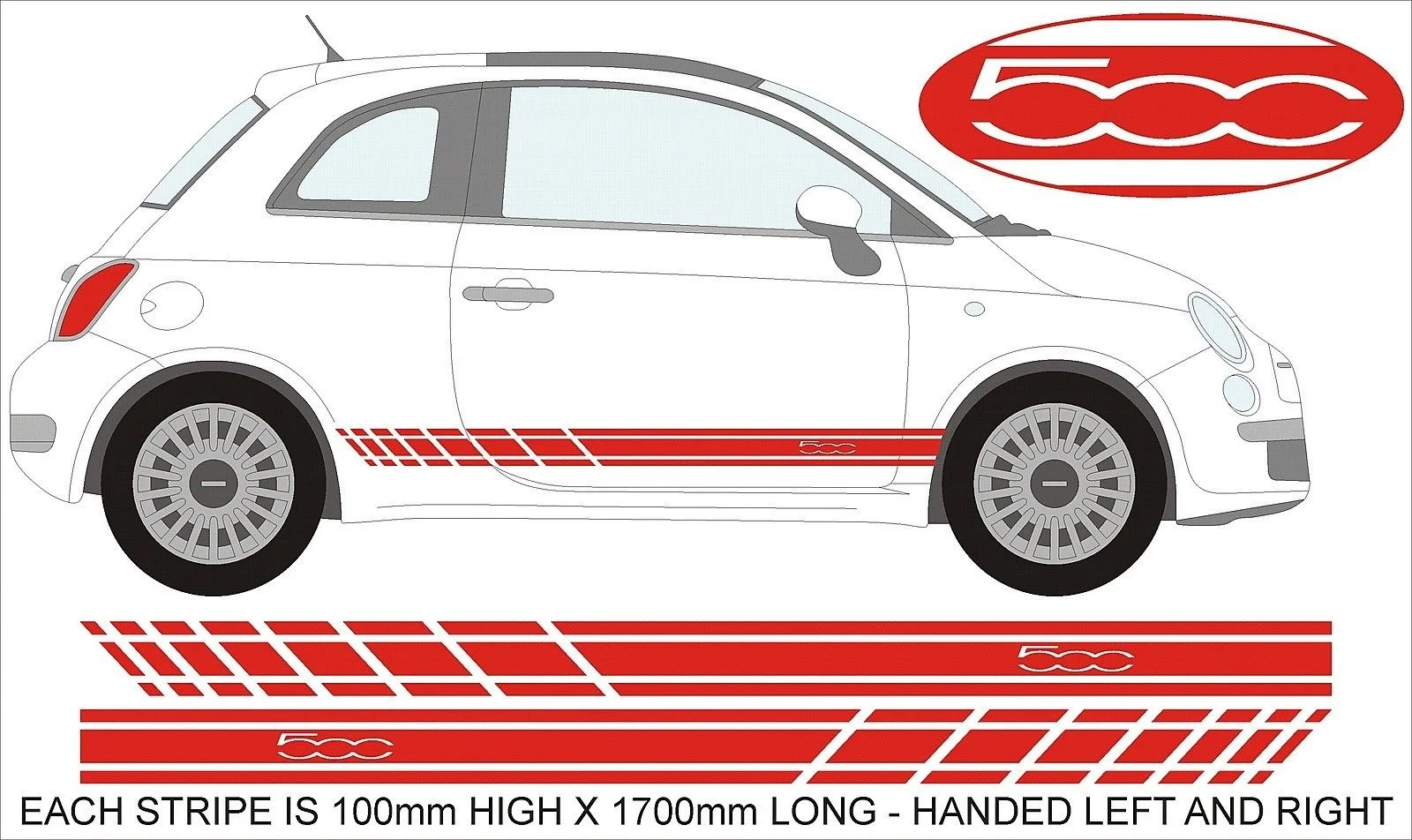 

Наклейки с боковыми полосками Fiat 500, 1 комплект/2 шт., тип B, Стайлинг автомобиля