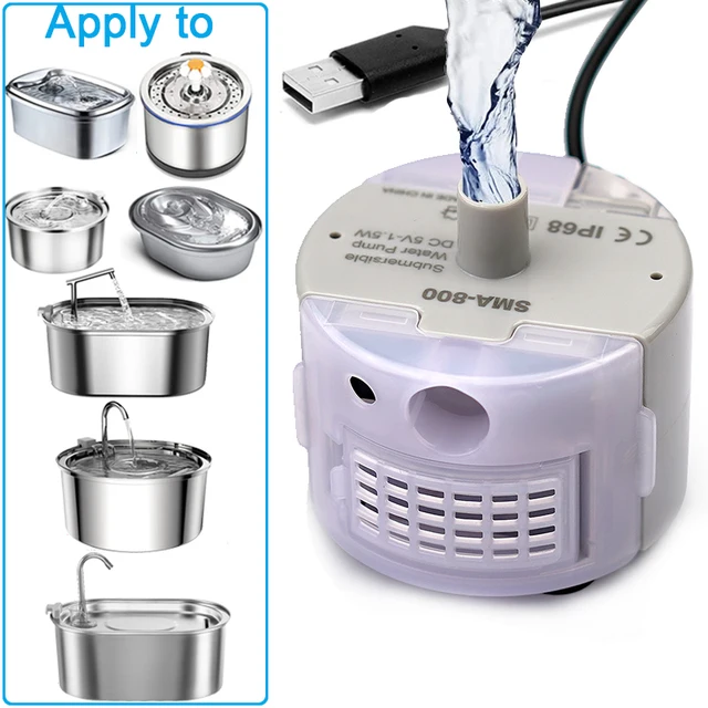 Pet Fountain Motor Submersible Pump Cat Water Drinker SMA-800 USB Water Pump Cats Fountain Accessories Mute DC ，cleaning kit 3