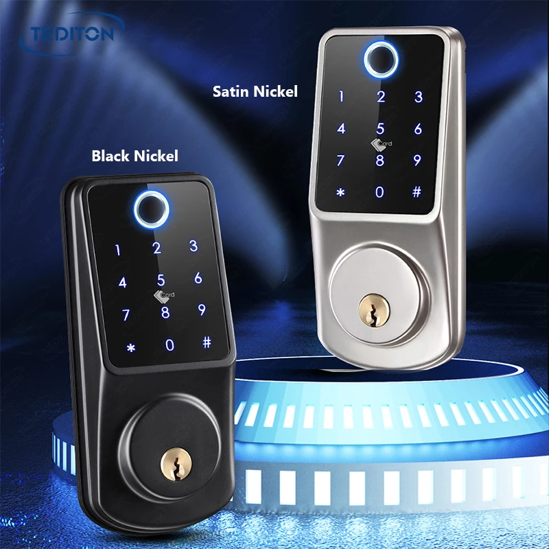 

Tediton Home Apartment Front Door TTlock Keyless Fingerprint Keypad Digital Lock Smart Door Locks