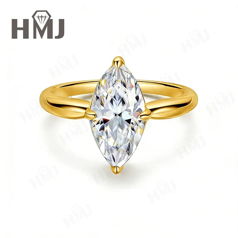 D-Farbe VVS1 Marquise-Schliff Moissanit-Ring 925 Sterling Silber 1ct/2ct/3ct Luxuriöses Hochzeits-Jubiläums-Versprechen-Geschenk für Sie – Detail 3