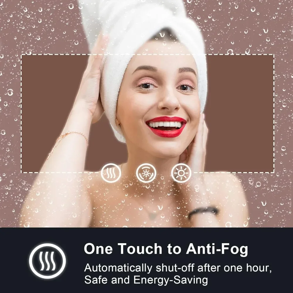 Description Picture 5 of itemAnti-Fog Shatter-Proof Bathroom Mirrors Bathroom for Wall 40 "x 24" With Front and Backlit Lights Memory Fixture Freight free