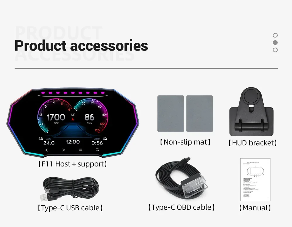F11 OBD GPS Head-Up-Display LCD Touchscreen Auto-HUD OBD2 Digitaler HUD Bordcomputer Motor Elektronisches Autozubehör – Detail 24