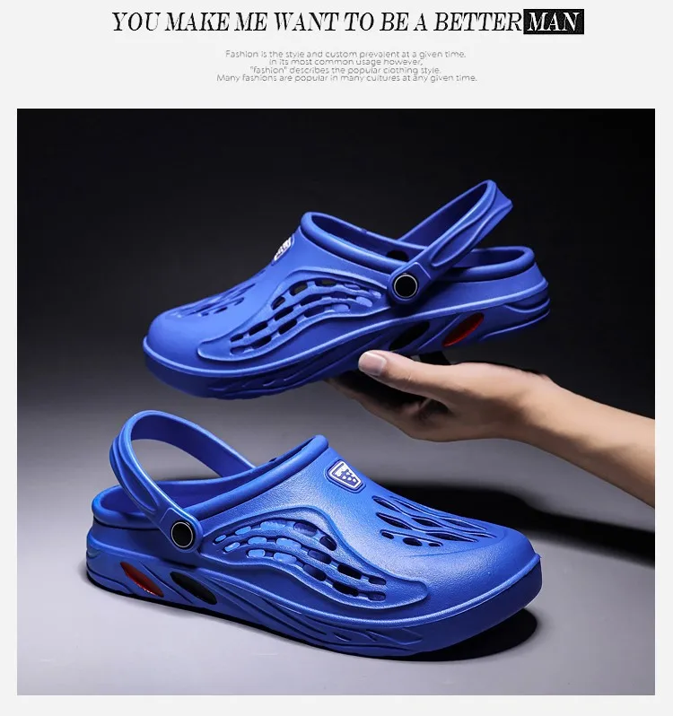 Sheval ues Sommer Männer Clogs Hausschuhe Indoor Home Wohnungen Schuhe Mode Loch Schuhe Strands andalen leichte weiche Badezimmer rutschen – Detail 4