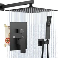 All copper black hot melt wall mounted showerhead shower set with concealed ceiling mounted showerhead embedded shower CIR302CLE 1