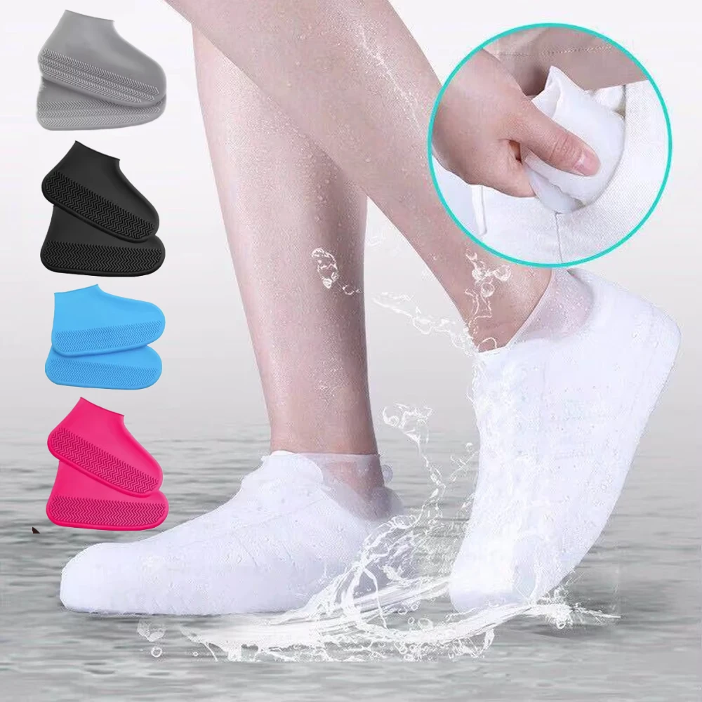Waterproof Silicone Shoe Covers Reusable Non-Slip Rain Boots Unisex Sneakers Protector for Outdoor Rainy Day shoe covers