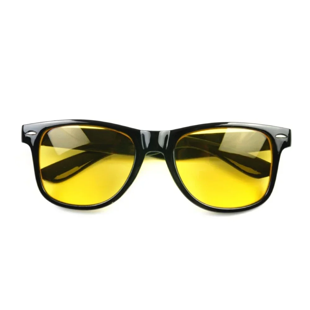Night Vision Wayfarer Fashion Driving Sunglasses Unisex Yellow Lens Eyewear