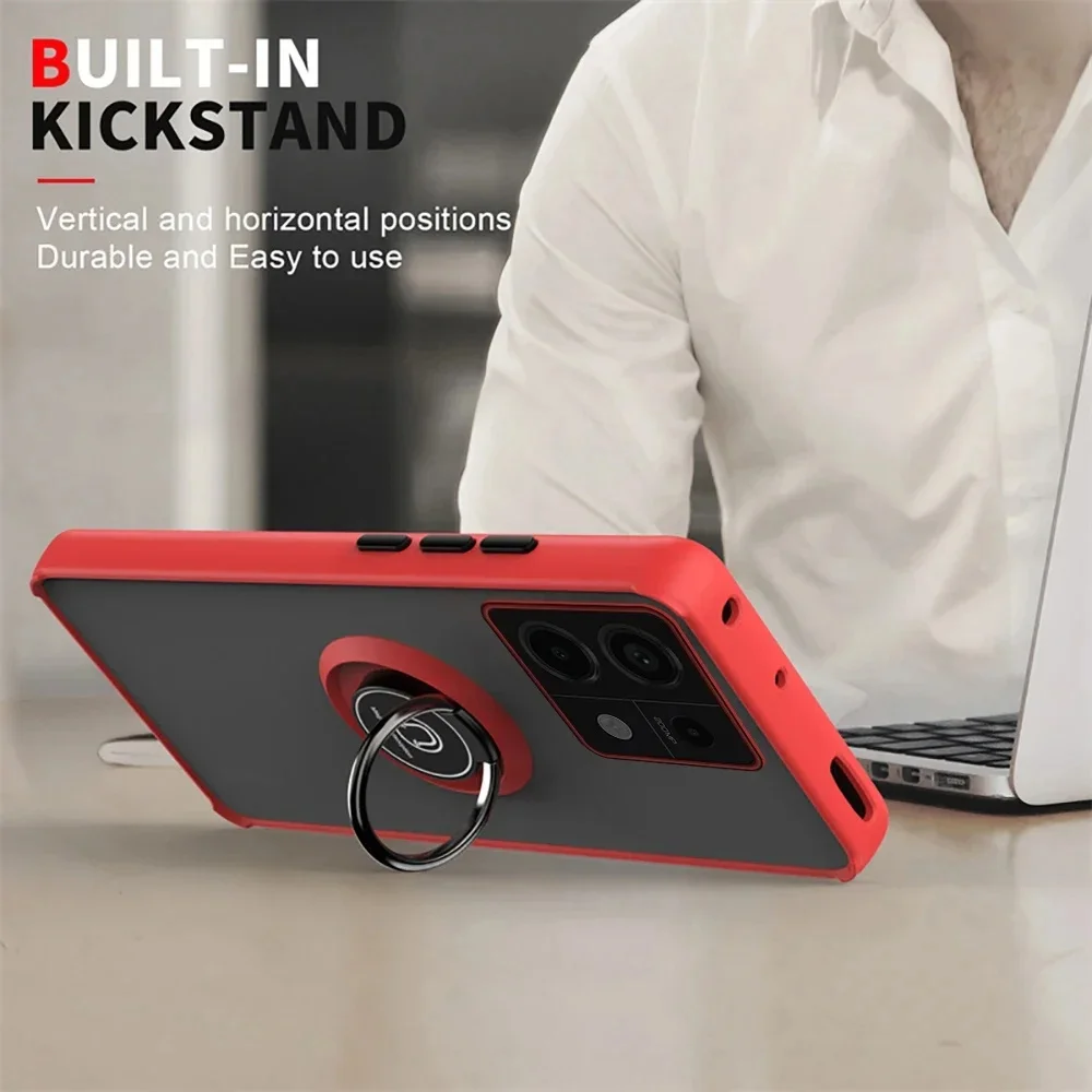 Shockproof Armor Phone Case with Magnetic 360° Rotating Holder Ring Cover