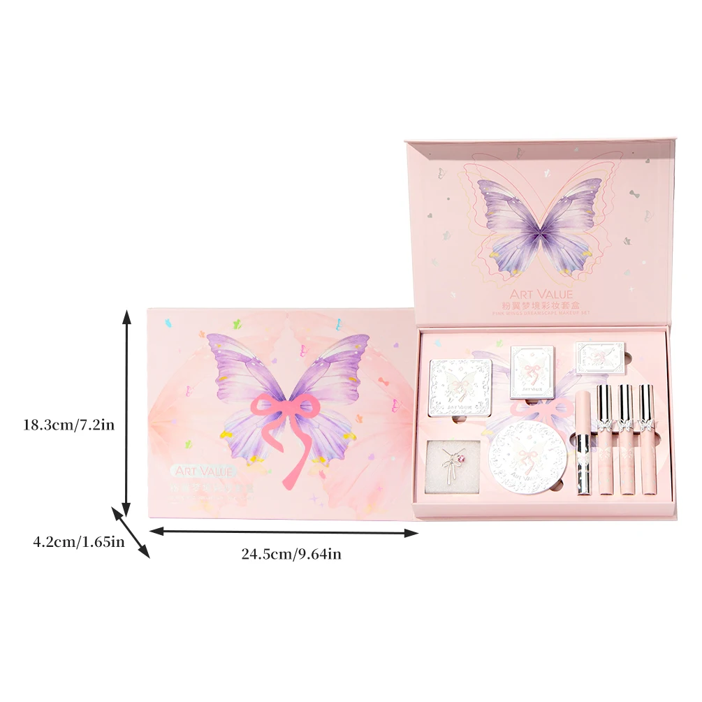 ART VALUE Makeup Sets Include 3 Lipgloss Tint,1 Blush,1 Eyebrow Tint,1 Eyeshadow Palette,1 Pressed Powder,1 Highlighter Powder - 6